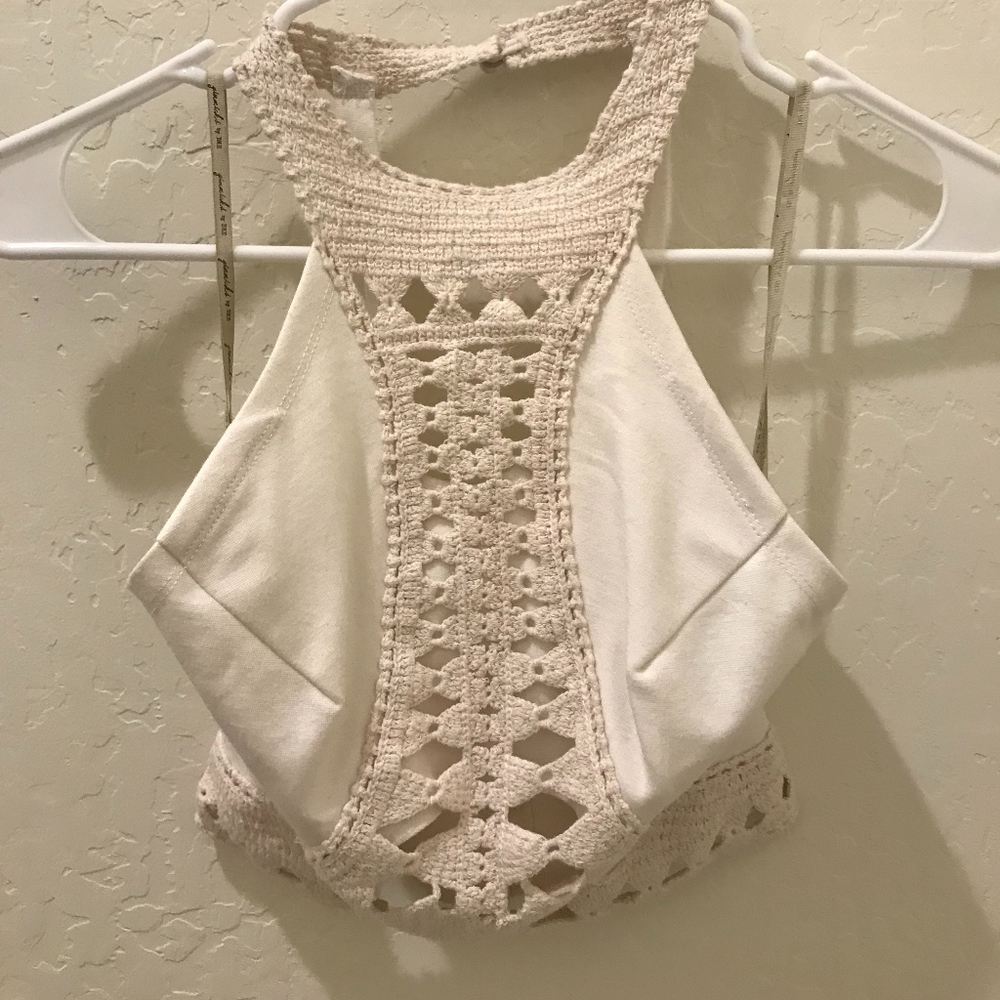 Cream Crochet Crop Top